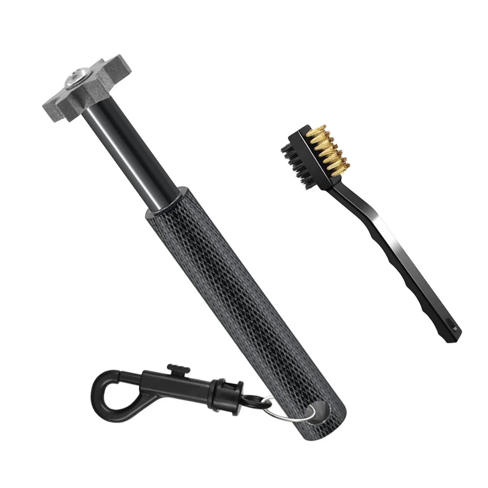 مجموعة واحدة من أدوات مبراة الأخدود للنادي، فرشاة مزدوجة الجوانب، سوداء خفيفة الوزن، محمولة، لإزالة الأوساخ الأخدود بكفاءة #1