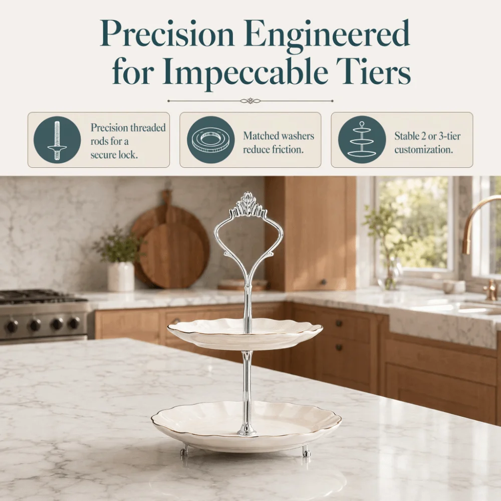 Zinc Alloy Cake Stands 2 Tiers 3 Tier Crown Handle Tiered Fruit Plate Gold Silver Spacer Washers Cake Stand Hardware