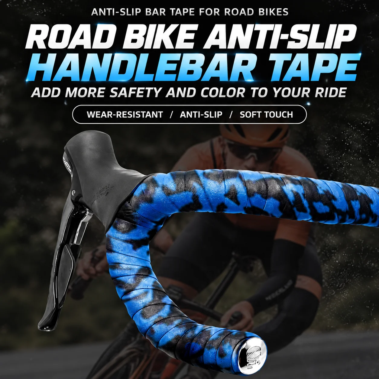 Bicycle Handlebar Tape Anti-Slip Shock Absorbing Road Bike Bar Wrap With Bar End Plugs