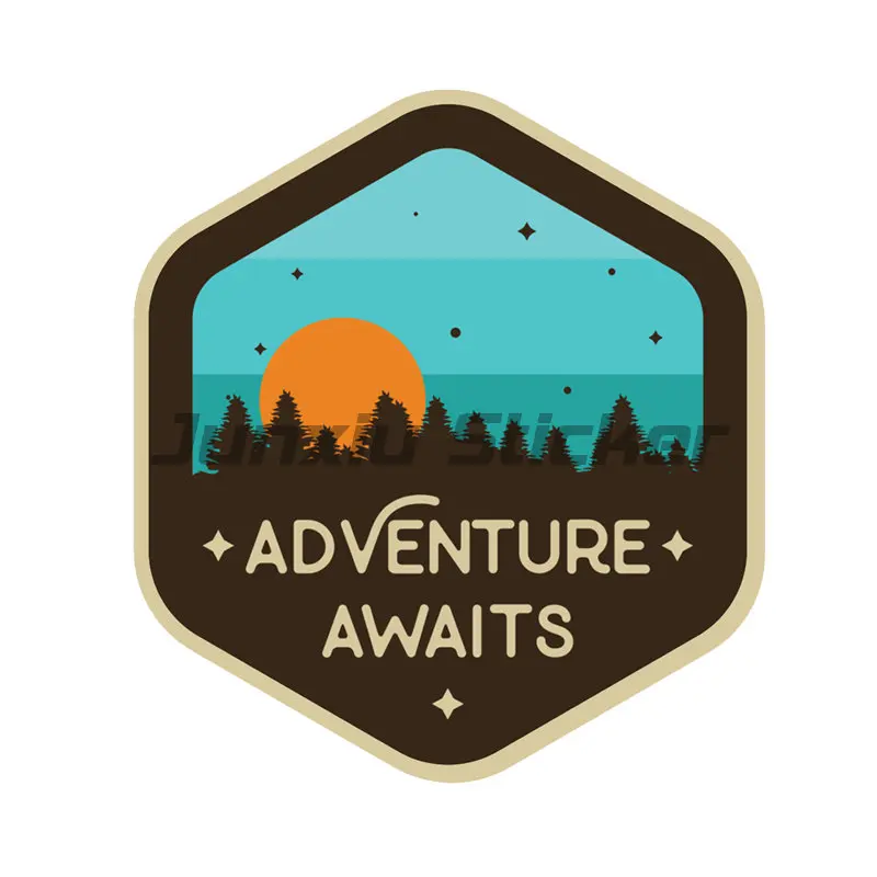 Adventure Awaits Sunset Camping Travel Decal PVC Motorcycle Laptop Window Wall Decals Windshield Car Accessories Car Sticker