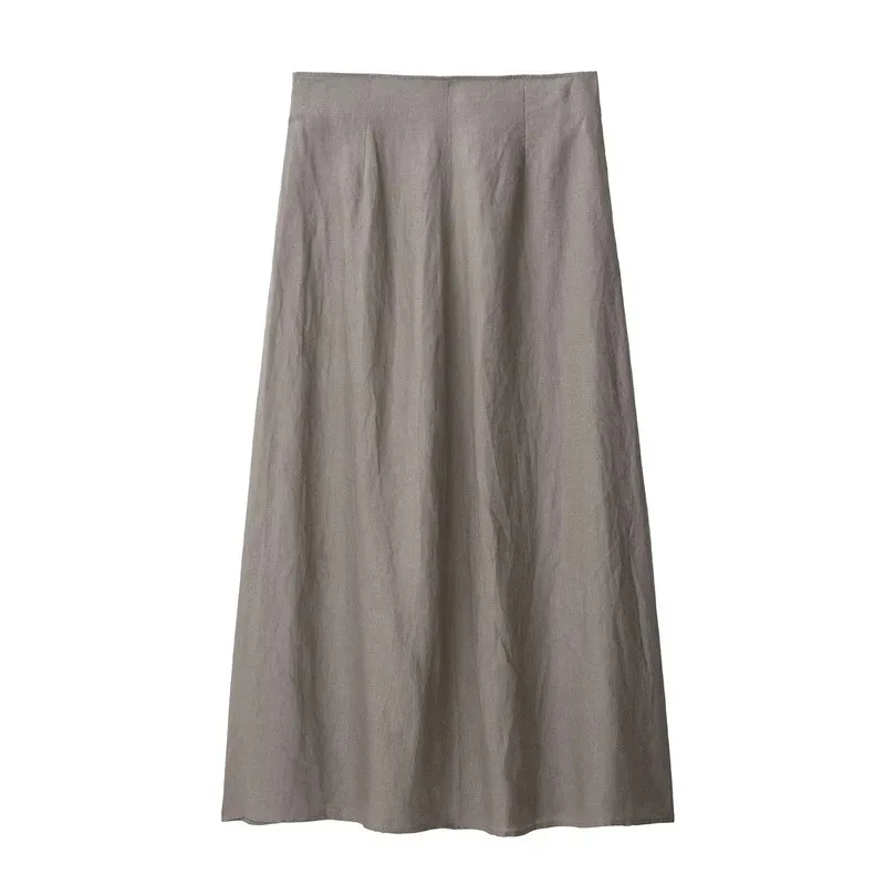 

Slim Fit Halter Neck Vest Top for Women with Retro Cotton Linen Skirt Set Sleeveless Chic Summer Fashion Top And Skirt Ensemble