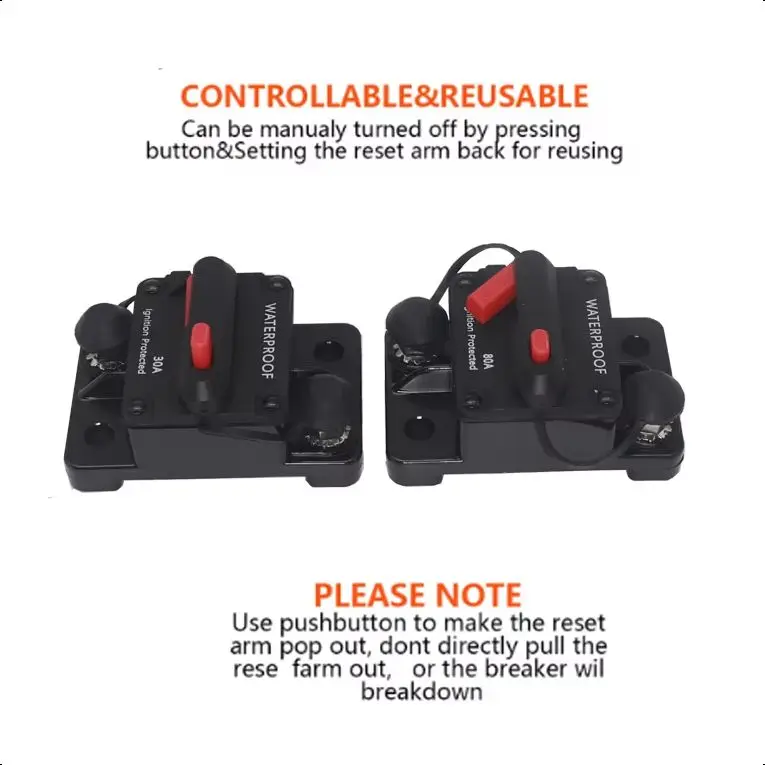 【1PCS】Car Fuse Holde 30A-300A AMPCircuit Breaker Fuse Reset 12-48V DC Waterproof Fuse Box Fuse Car Fusibles Amplificador