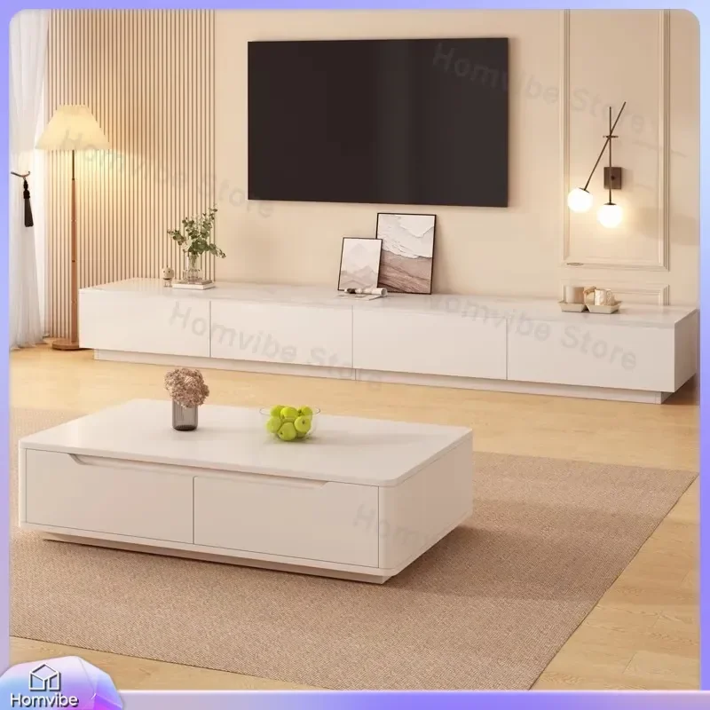 Modern TV Stand Cabinet Living Room Furniture Small Apartment Floor Storage Unit Integrated Coffee Table Simple Home