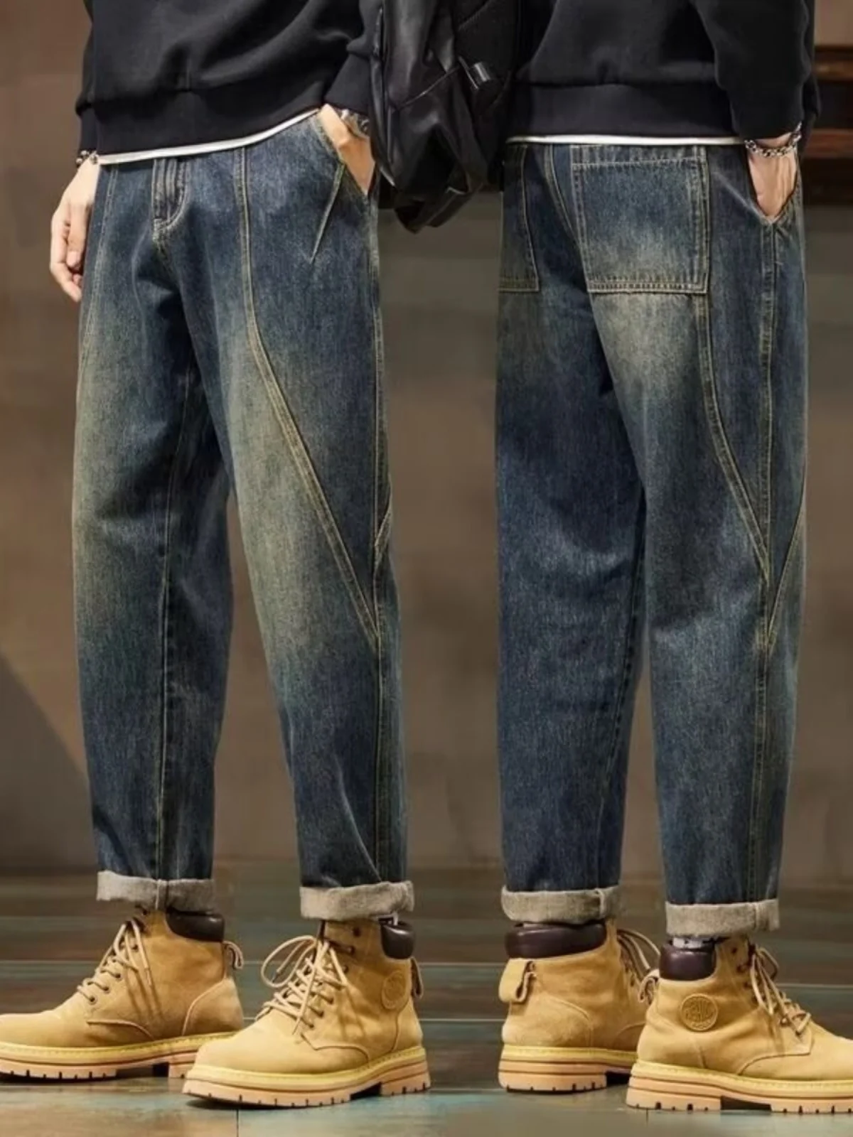 

Men's Workwear Jeans Straight Leg Loose Fit Spring Autumn Casual Vintage Waed Slimming Long Trousers Comfortable Denim Pants