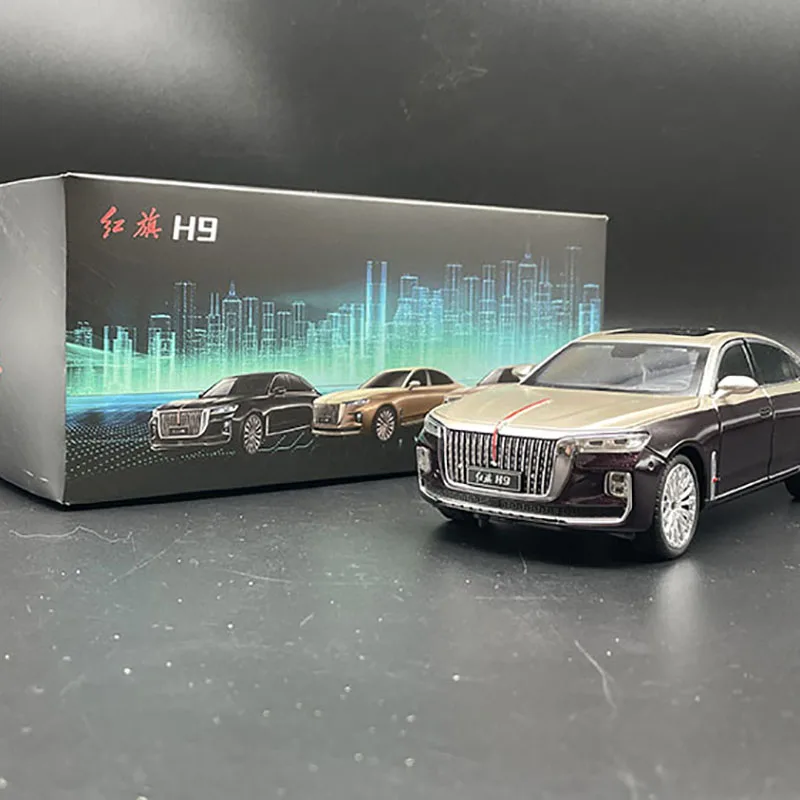 Original factory 1:24 Hongqi H9 sedan simulation children\'s alloy car model interior decoration boy toy collection