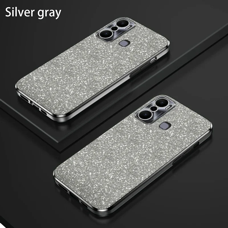 For Infinix Hot 20 Play Case Hot 20 Play Phone Case X6825 Luxury Gradient Glitter Plating Case Silicone Back Cover Funda