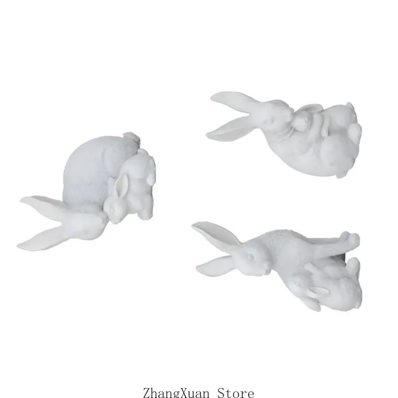 Süße Kaninchenskulptur mit langen Ohren schafft Komfort in jedem Raum. Schönes saisonales Geschenk. 3 x – Detail 10