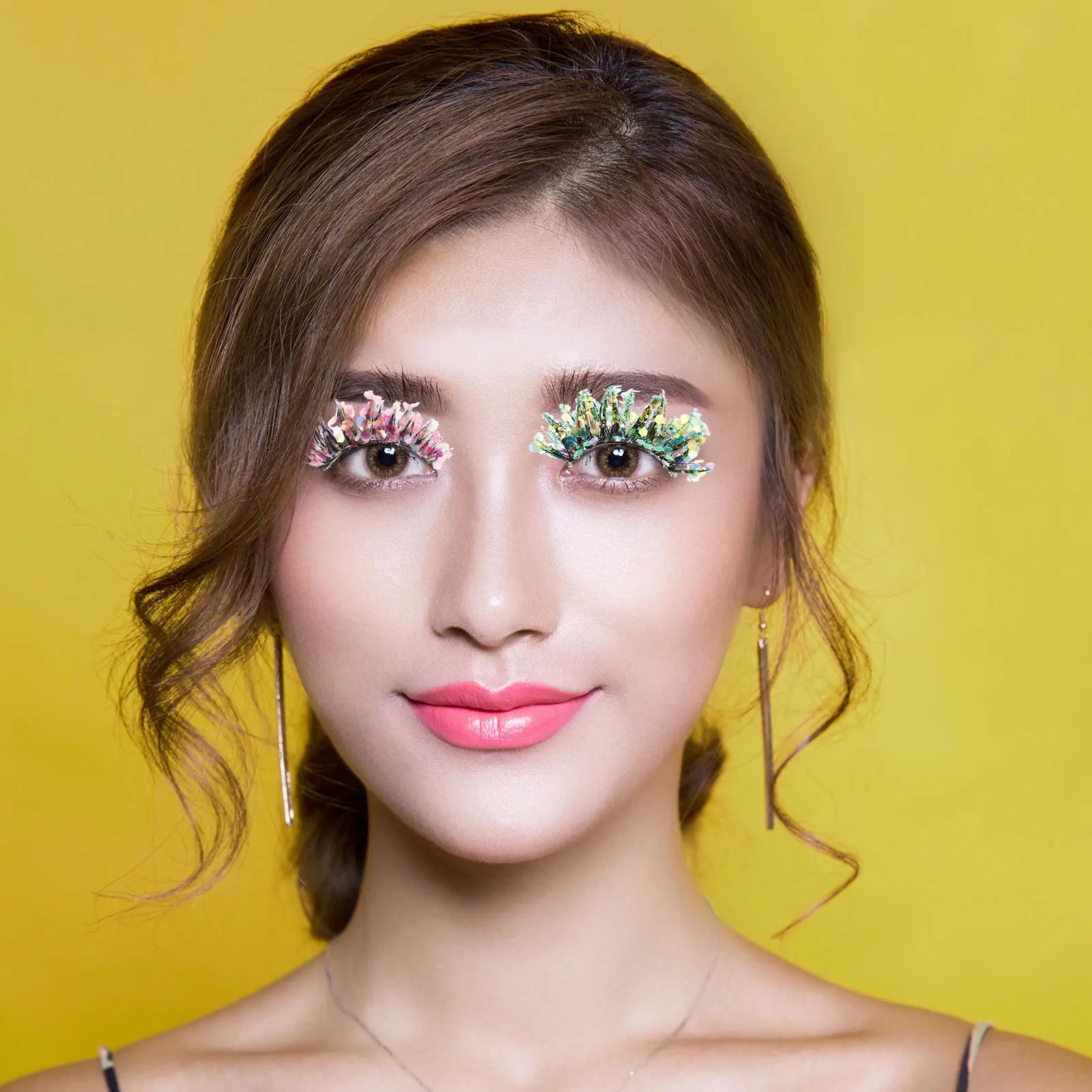 

Luminous False Eyelashes Colorful Reusable Fiber Clusters Long Lasting Lightweight for Stage Party Cosplay Eyelash