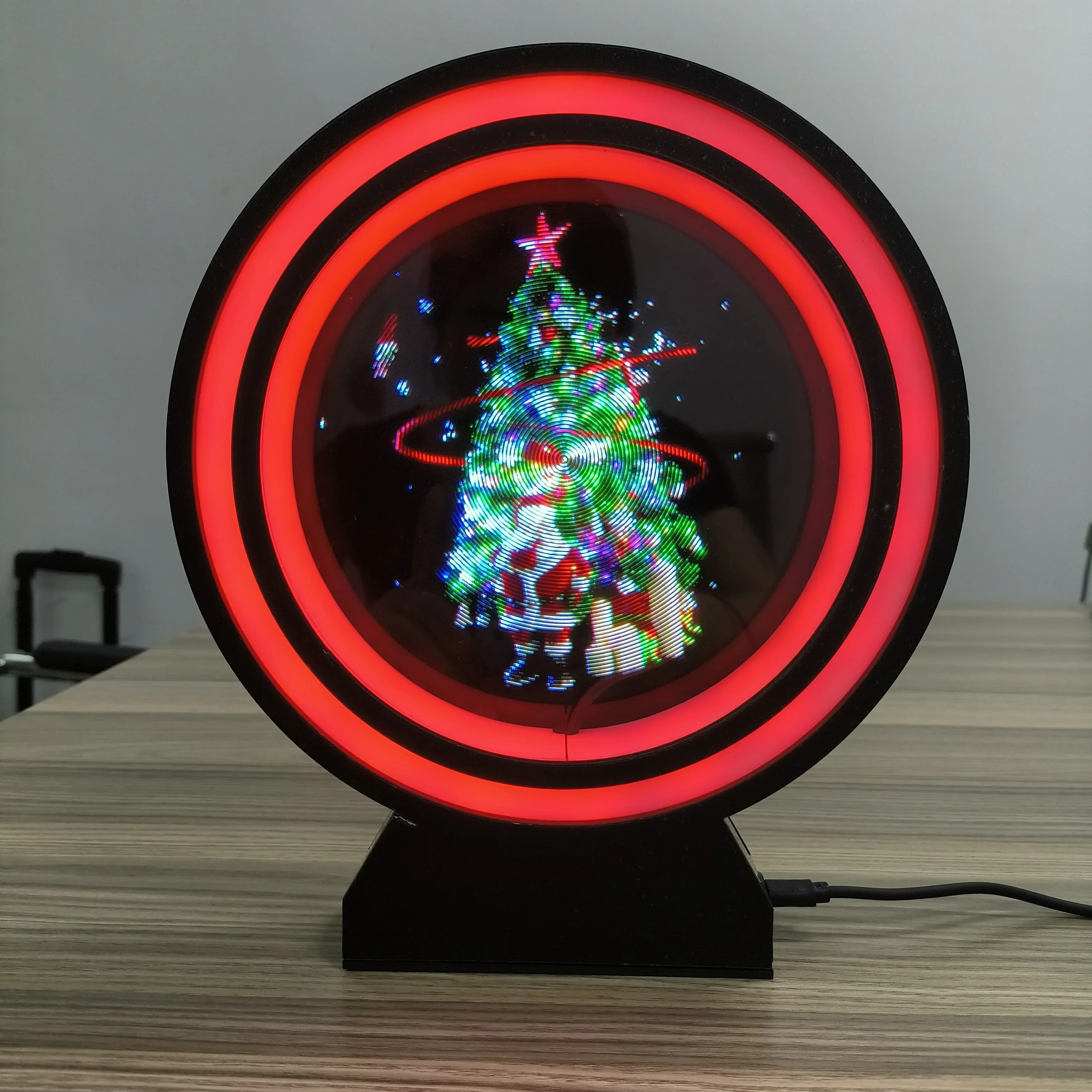 2026/Hot selling 14cm 3D LED Hologram Fan 3d Led Fan digital Advertising 3d Holographic Display with stand protector case