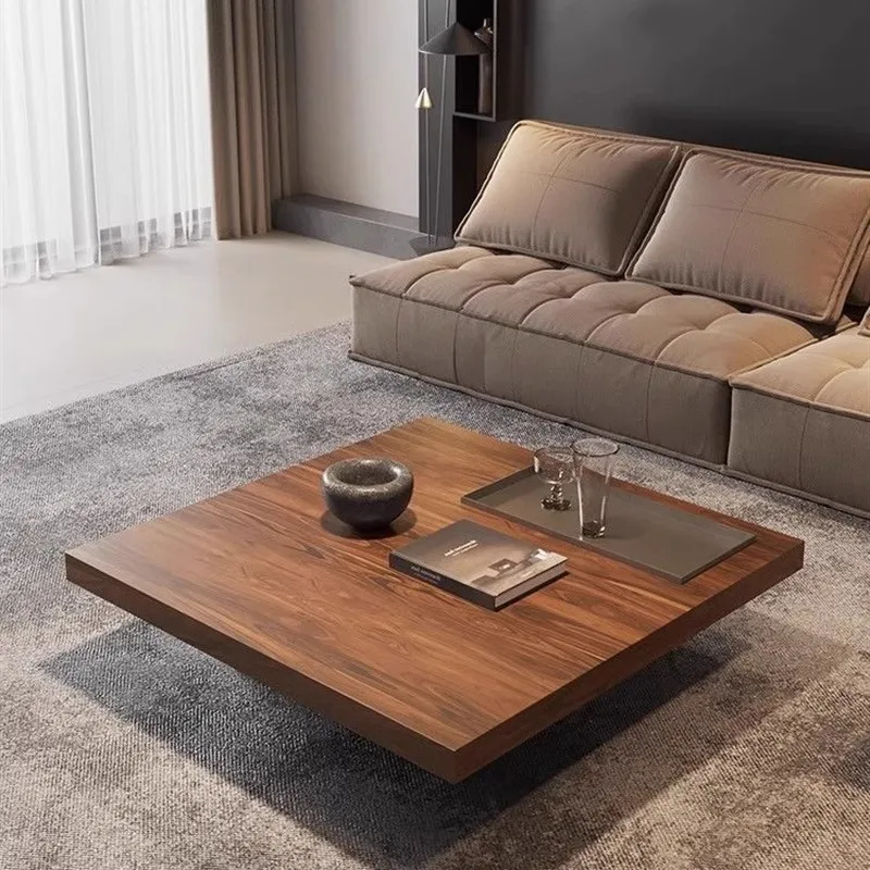 Tavolino quadrato moderno e semplice in legno massello Soggiorno domestico sospeso minimalista italiano in noce