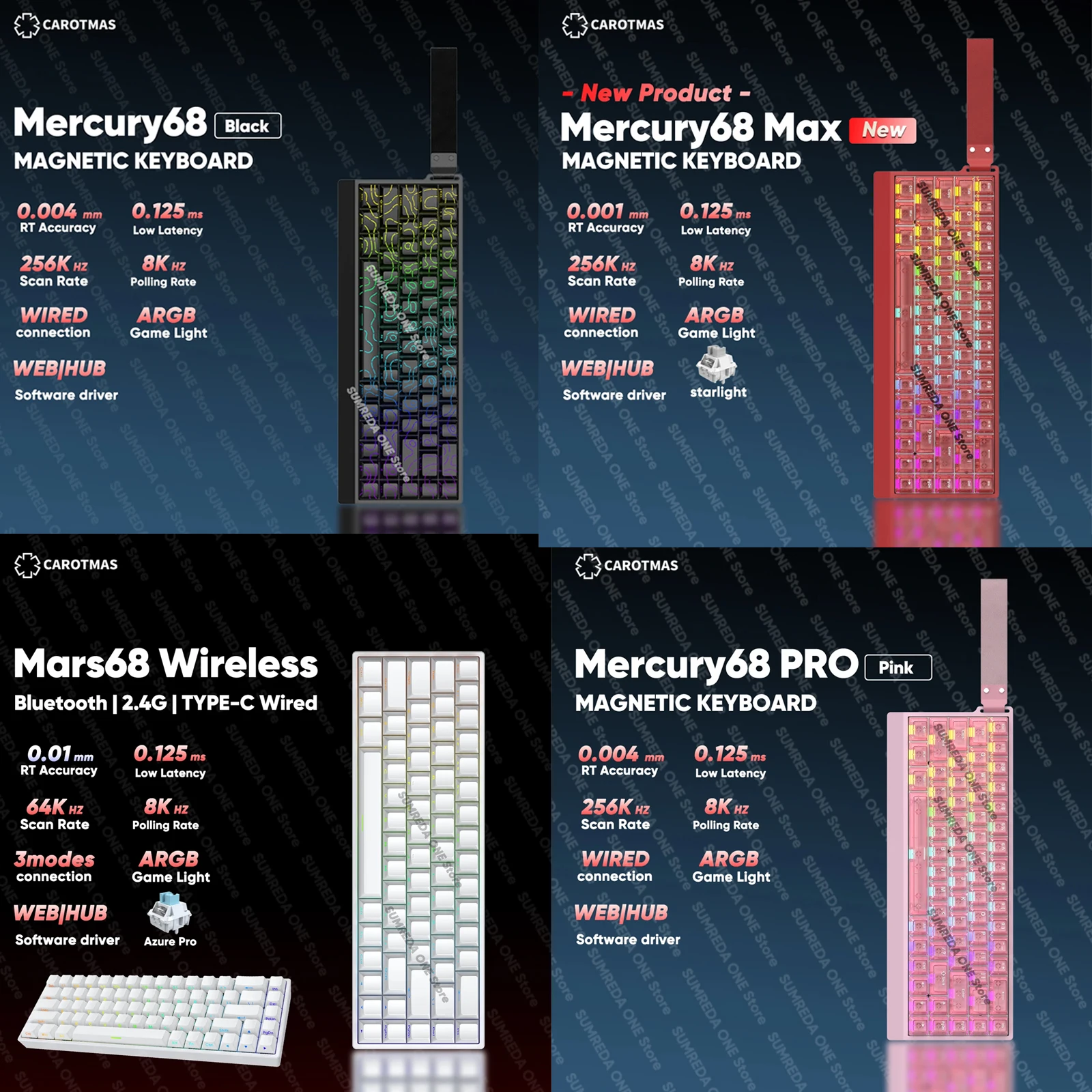 

Механические клавиатуры Mercury68 Max с магнитным переключателем Mars68 Pro 8K, 68 клавиш RT0,004 мм, проводная игровая клавиатура с низкой задержкой, подарок для ПК