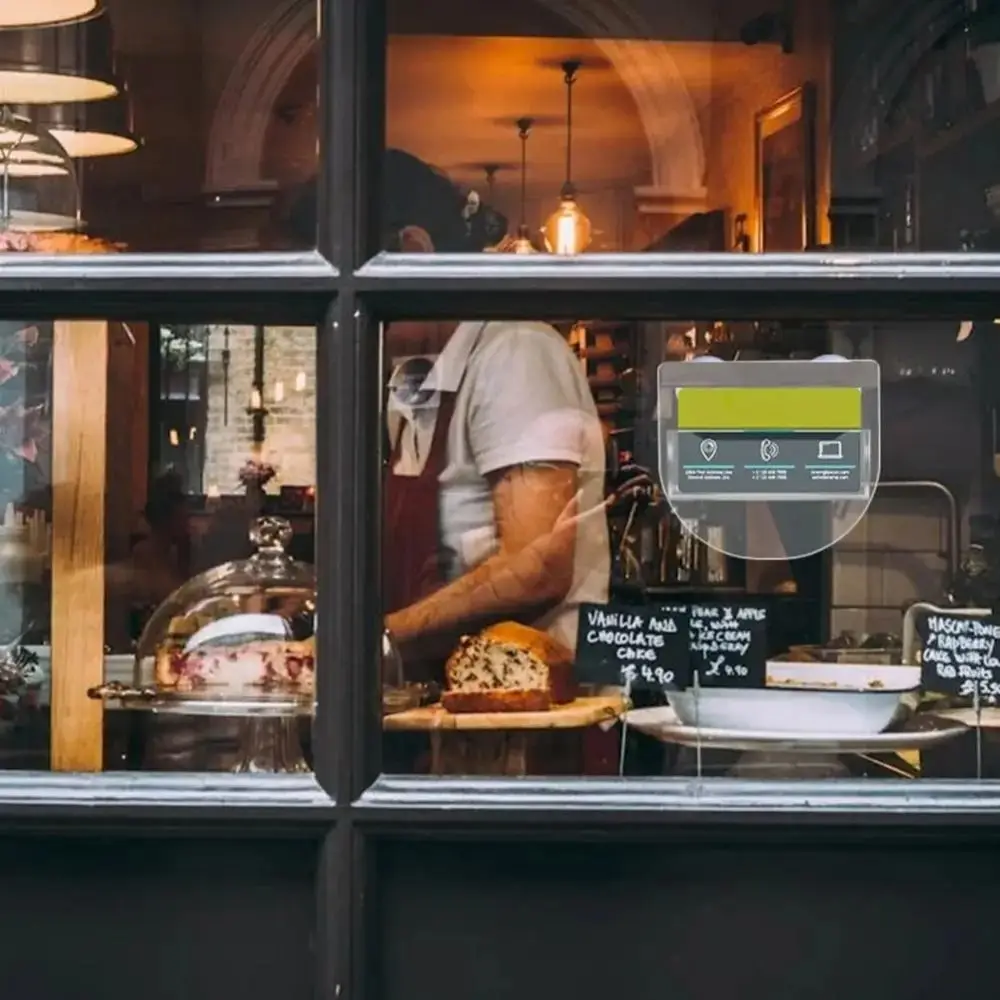 حامل بطاقة عمل أكريليك، حامل نافذة، أكواب شفط، حامل عرض بطاقات العمل، صندوق بطاقات عمل شفاف موفر للمساحة #5