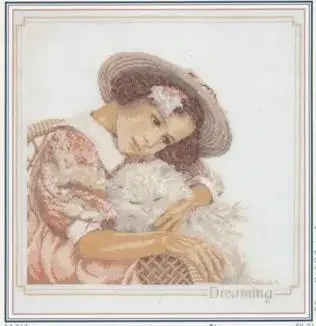 Amishop Top Quality Beautiful Cute Counted Cross Stitch Kit Dreaming Little Girl And Dog Doggy Puppy