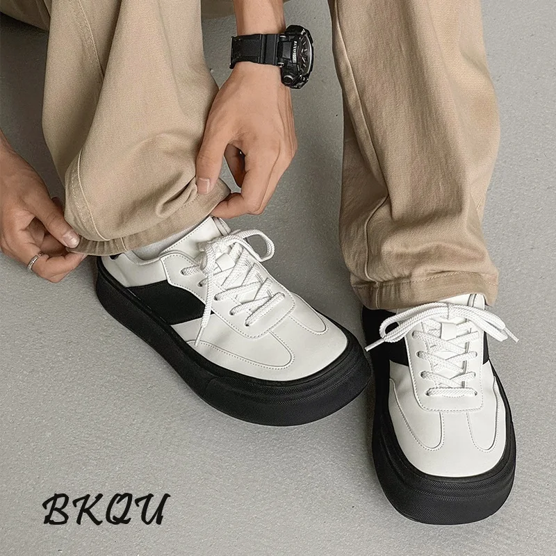 BKQU Square Head Day System Color Matching Thick Sole German Training Shoes for Women 2024 Autumn New Fashion Shoes