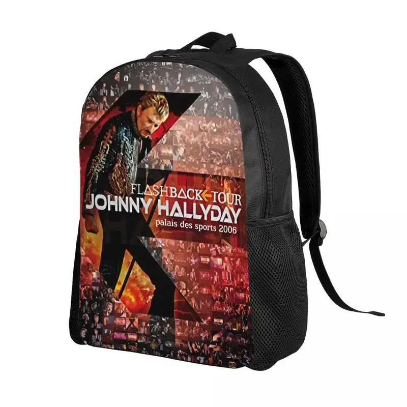 Custom Johnny Hallyday French rock laptop backpack men women fashion bookbag for school college students singer bags