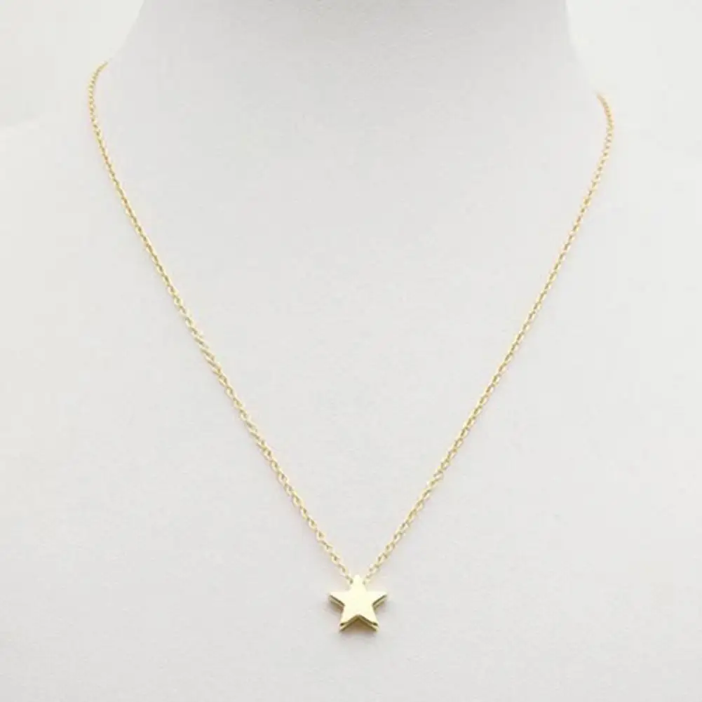 Necklace for Women Simple Anti-rust Women Five Point Star Shape Clavicle Chain for Dating Wedding Party Gift