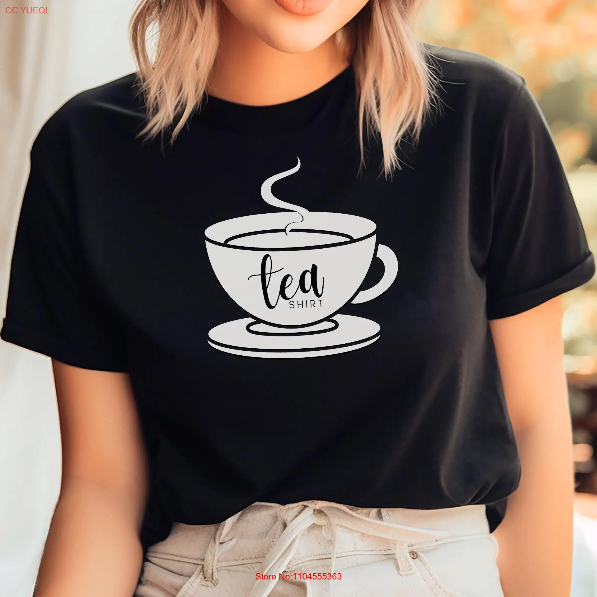 قميص شاي للعشاق، تي شيرت كلاسيكي هدية للنساء، تصميم جرافيك للأم بأكمام طويلة أو قصيرة