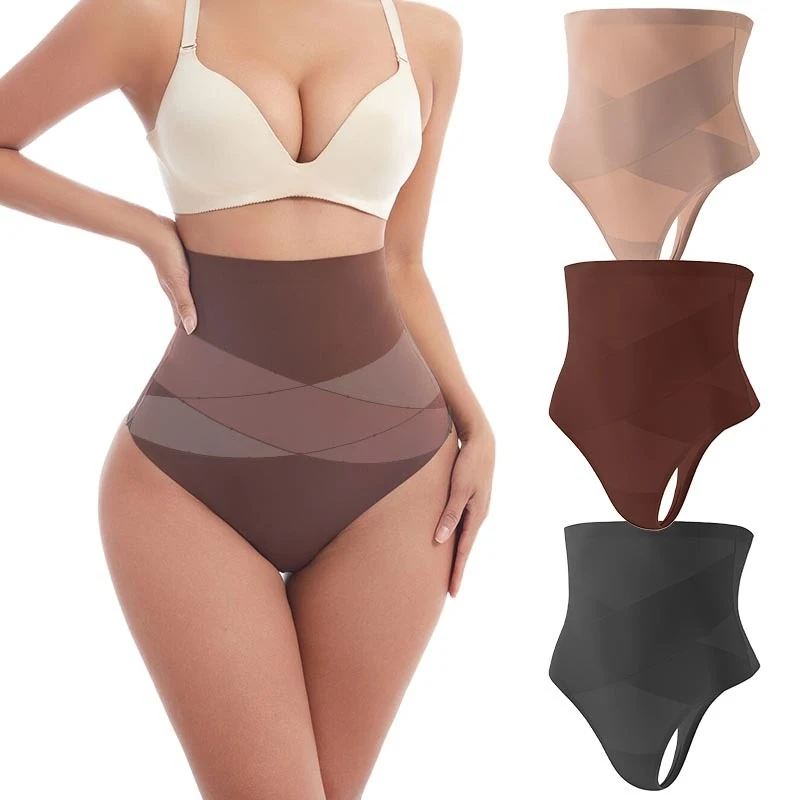 Women's High Waist ThongT-backCross X Shaping Tummy Control Panties Strong Body Shaping Waist Cincher Hip Lifter Seamless image 4