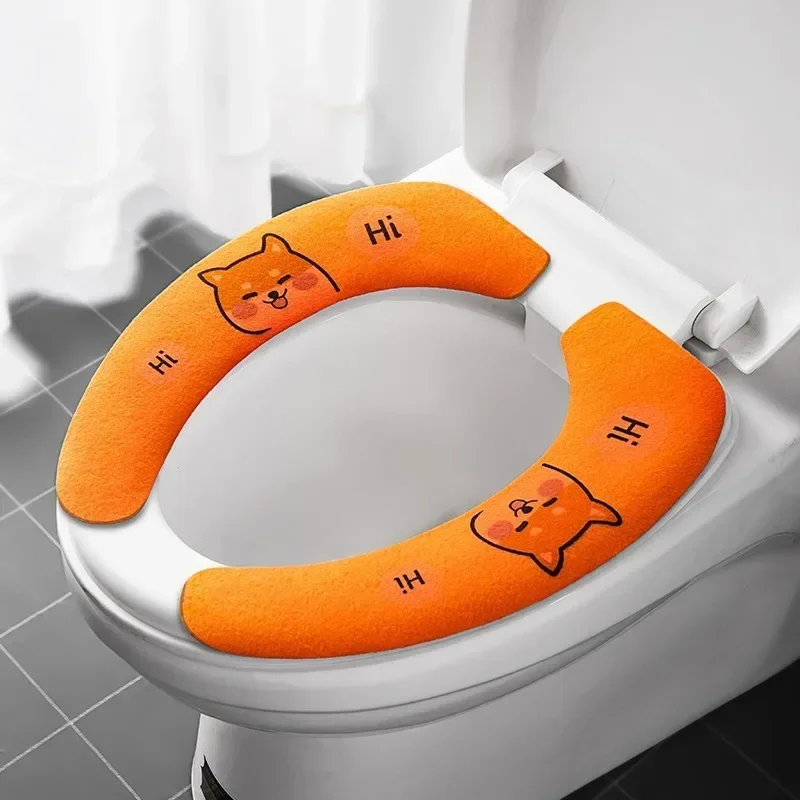 2pcs Cartoon Printed Toilet Sticker, Household Four Seasons Washable Toilet Mat, Universal Toilet Seat Cover