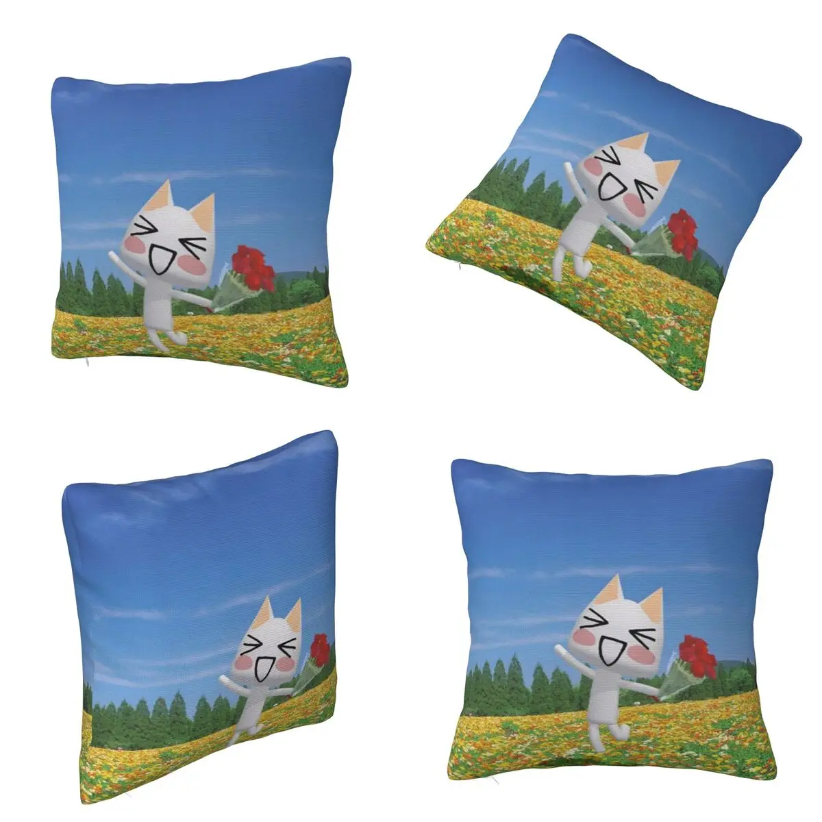 Cartoon Cute Toro Inoue Cat Square Pillowcase Cushion Cover Pillow Case Throw Pillow Cover for Home Sofa Living Room