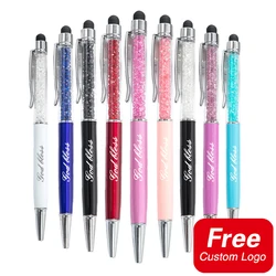 Bolígrafo de Metal con logotipo personalizado, bolígrafos de cristal y Diamante, regalo de publicidad comercial, papelería pequeña, venta al por mayor, 20 unidades por lote