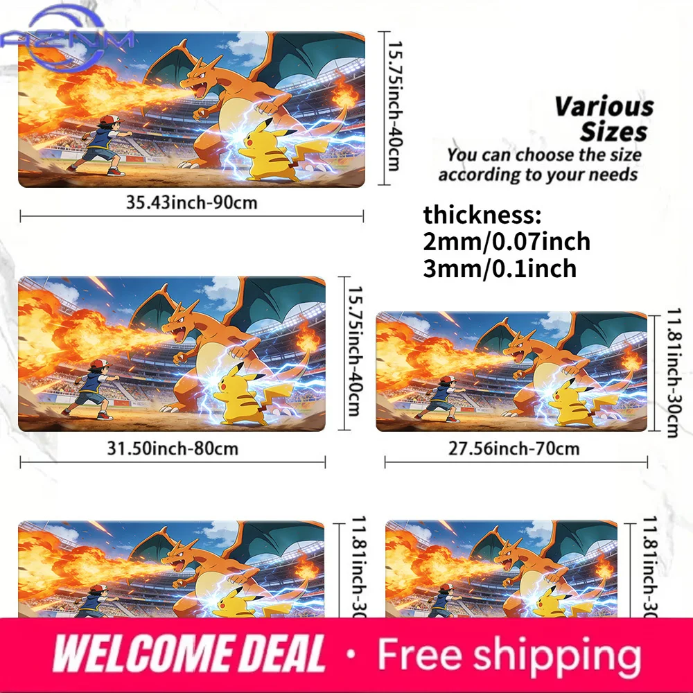 Pokemon Ash Pikachu vs Charizard Stadium Gaming Mouse Pad Non-Slip Desk Mat