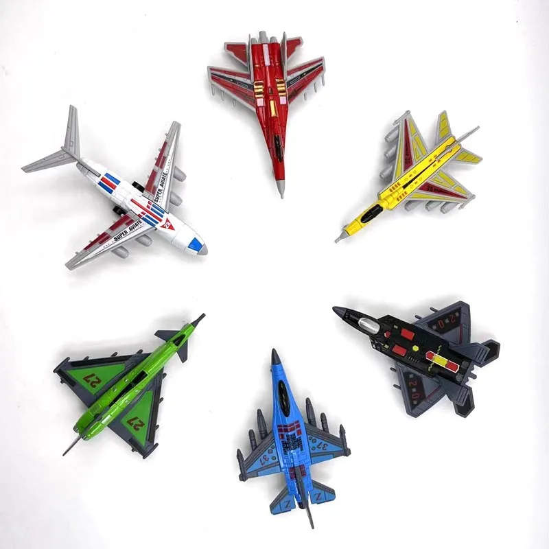 2Pcs Alloy Inertia Car Toy Model Simulation Fighter Military Toy Model Desktop Ornaments Gliding Airplane Toys Boy Gifts