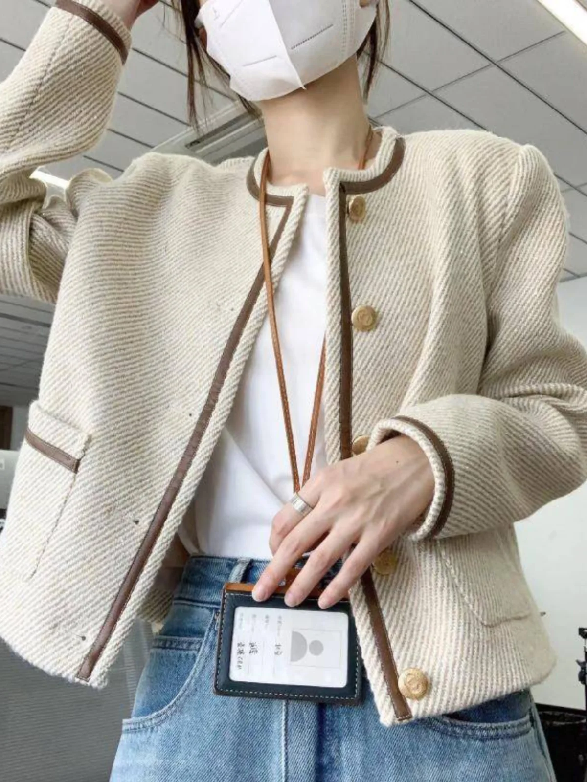 

Новая женская одежда: Элегантный укороченный жакет в стиле Cherry Blossom, весенний тренд, модный французский стиль.