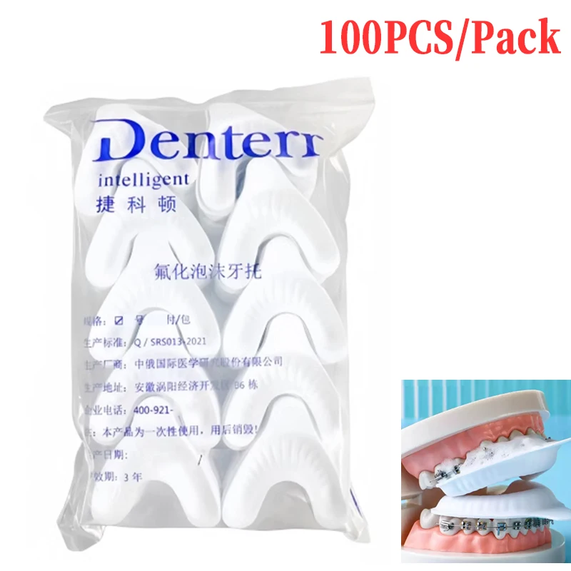 

50/100Pcs Dental Fluoride Tray Disposable Fluorinated Foam S M L Baby Denture Material Laboratory Tools