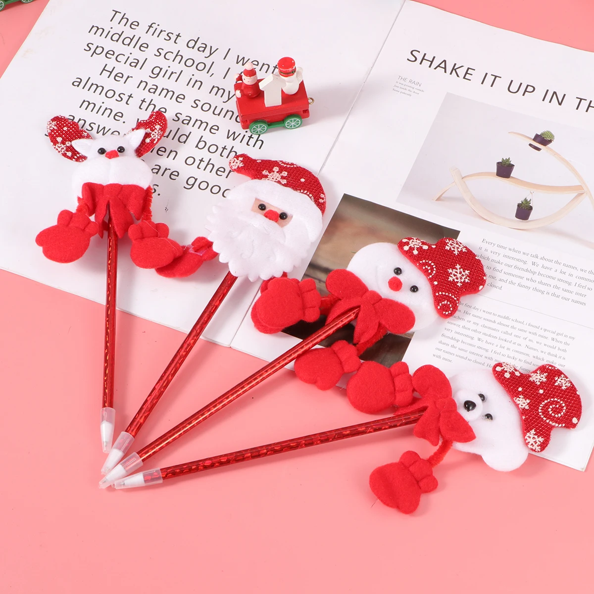 

8 Pcs The Gift Christmas Ballpoint Pen Cartoon Pens Roller Filler Colorful Child
