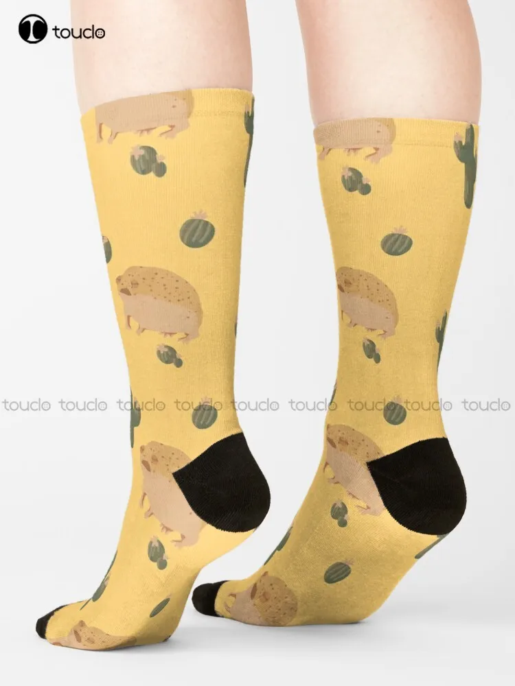 Desert Rain Frog Pattern Socks Halloween Custom Women Socks Street Skateboard Socks Christmas New Year Gift Unisex Adult Cartoon