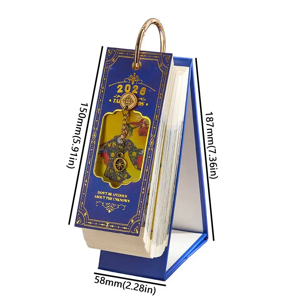 Kalender Kartu Lukisan Minyak Vintage 2026 dengan Jilid Cincin Emas, Halaman Putar Satu Arah, Kalender Meja Kertas dengan Kutipan Inspiratif