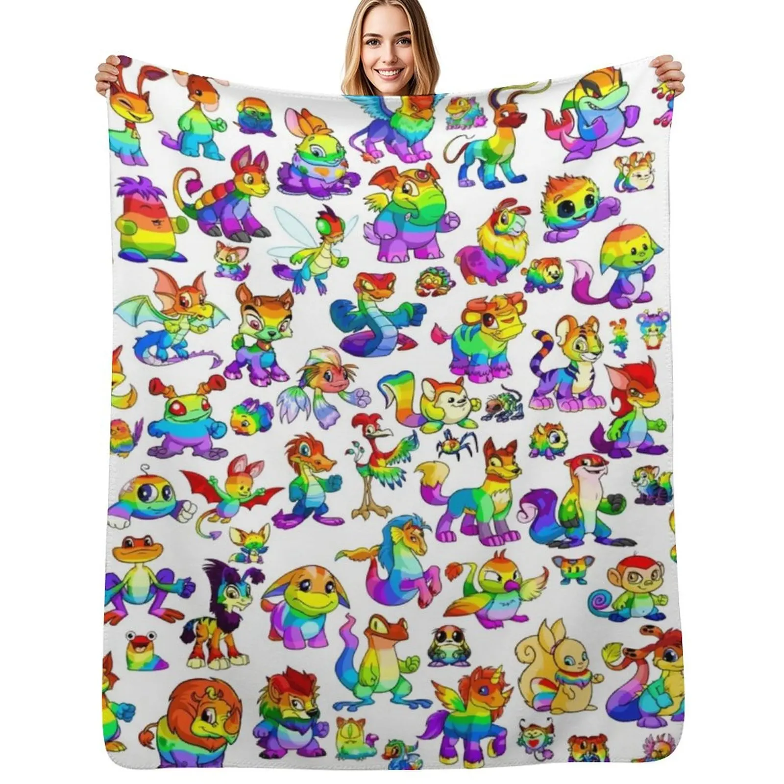 

Rainbow Neopets Collage Throw Blanket Men's Soft Warm Throw Blanket for Couch