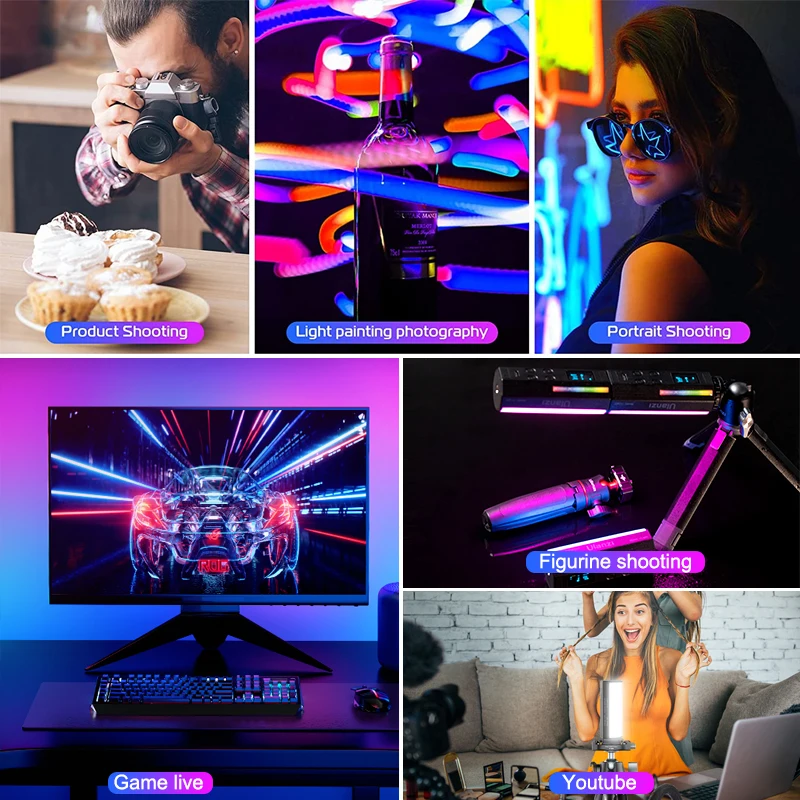 Ulanzi i-Light Mini RGB Tube Light Handheld led Photography Stick Video Fill Lamp Magnetic 2500-9000K for Vlog Youtube