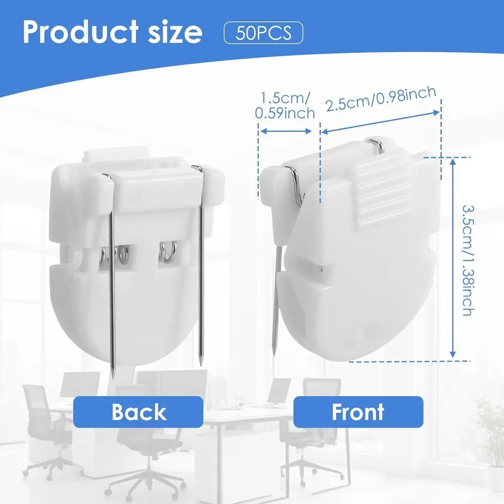 50Pcs Cubicle Clips for Fabric Panels, Strong Hold Office Partition Hooks Pins Messages Hooks, Cubicle Wall Clips for Hanging No