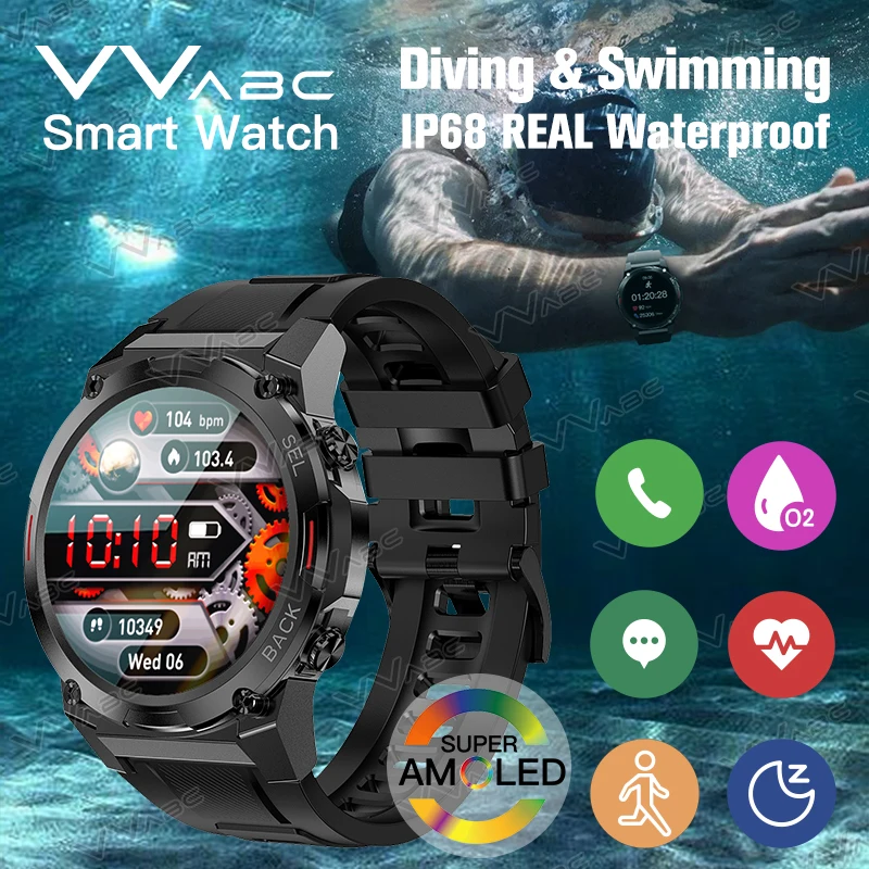 VVABC ip68 Waterproof Smart Watch For Swimming Diving Sport Style Fitness Tracker Outdoor Smartwatch Heart Rate Sleep Dustproof