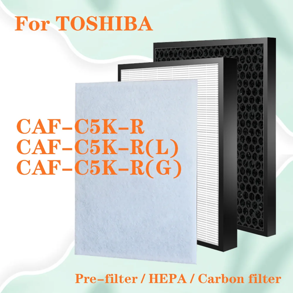 Replacement HEPA filter and activated carbon filter for TOSHIBA air purifier CAF-C5K-R CAF-C5K-R(L) CAF-C5K-R(G)