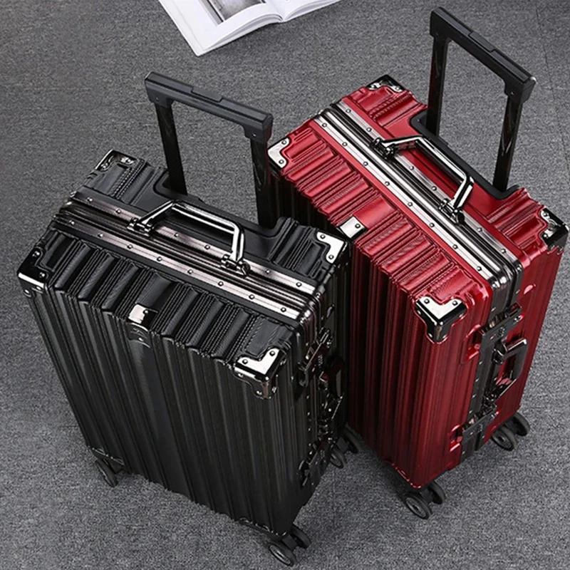 Wholesale Unisex Case Aluminum Frame Travel Trolley Luggage With Large Capacity Retro 20 Inch Universal Wheel Boarding Suitcase