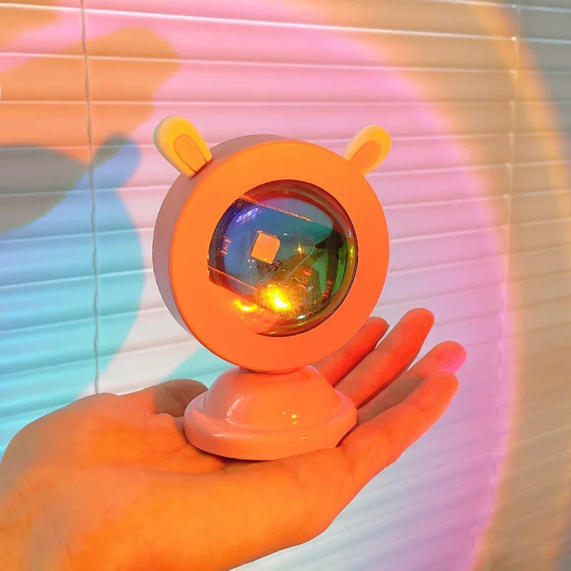 Mini USB Sunset Light Atmosphere Ins Projector Photo LED Rainbow Dawn Table Lighting Room Background Wall Decor RGB Night Lamp