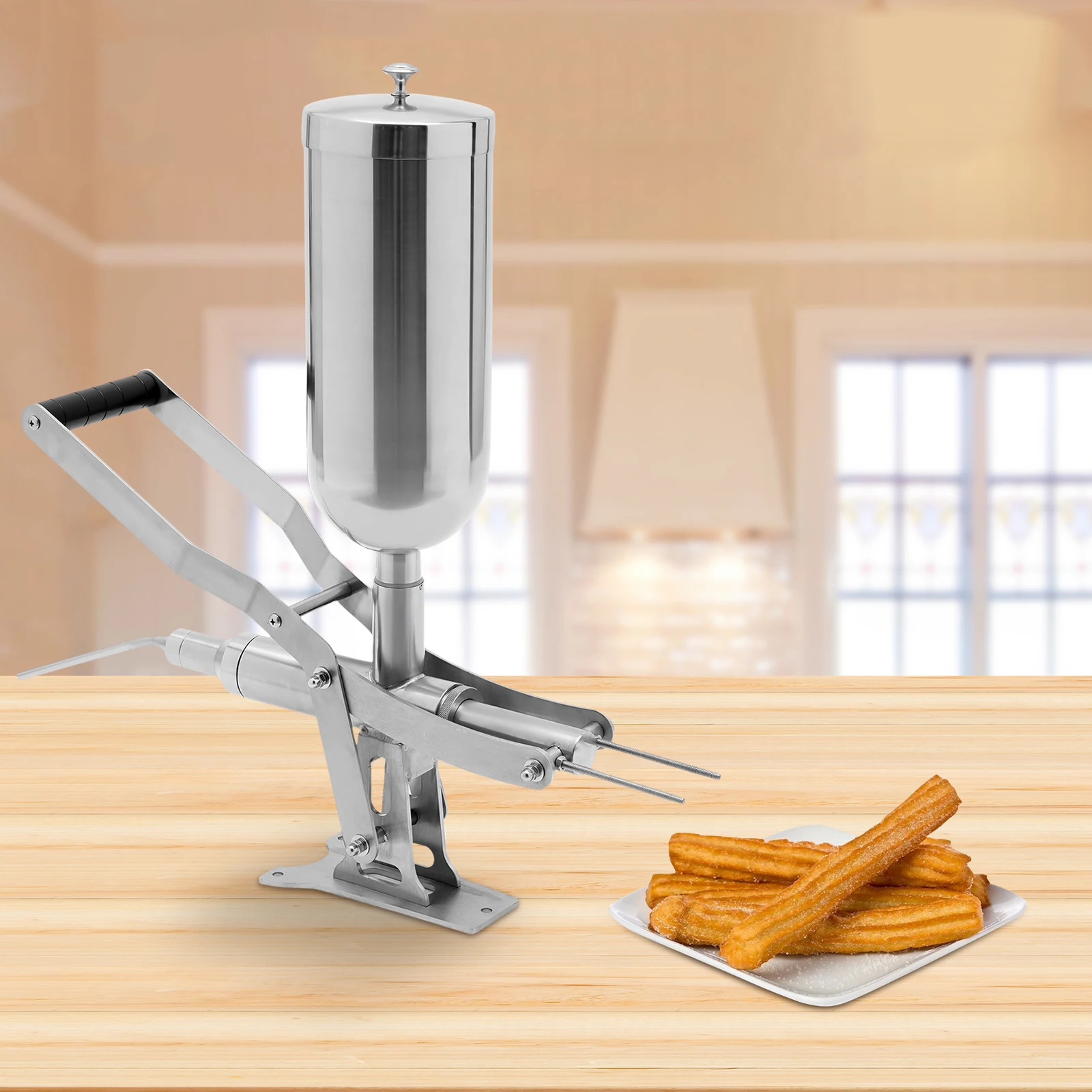 

304 Stainless Steel Manual Donut-Filling Machine with 1 Long Nozzle and 3 Short Nozzles for Kitchens, Bakeries, Restaurants