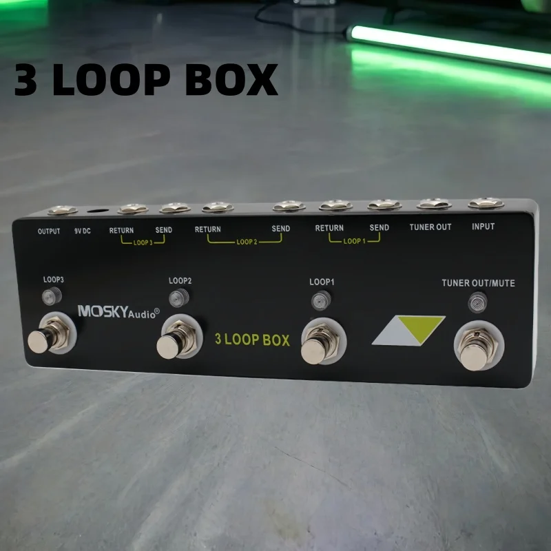

Многофункциональный гитарный коммутатор Moskyauido 3 Loop Box Professional True Bypass, педаль выбора каналов со встроенным тюнером и функцией отключения звука
