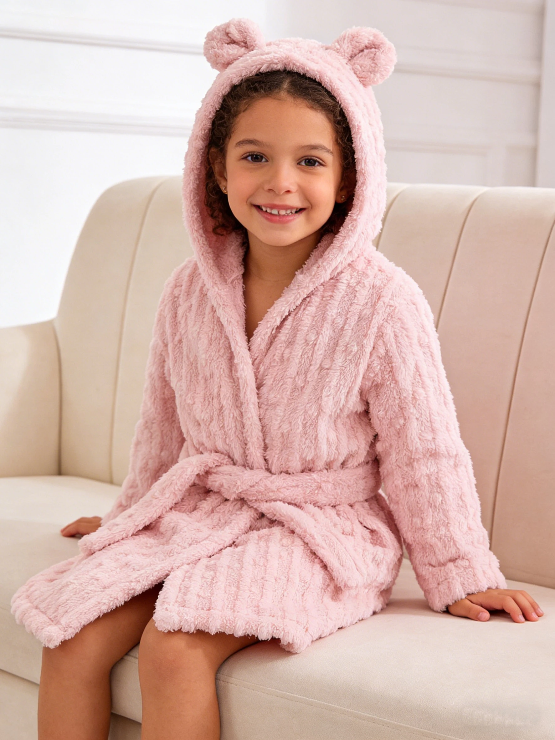 Mädchen Herbst/Winter Bademantel, Langarm Kapuzenbademantel für Kleine Mädchen, Flanell Warm, Geeignet zum Tragen nach dem Baden