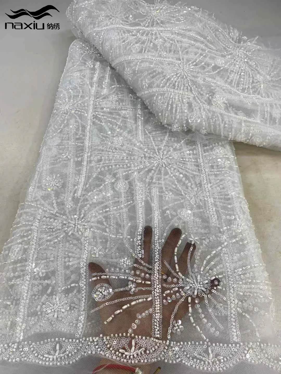 Madison 5 Yards High-end Heavy Beads Fabric 2025 Latest African Luxury French Sequins Groom Embroidery Lace Fabric For Dresses