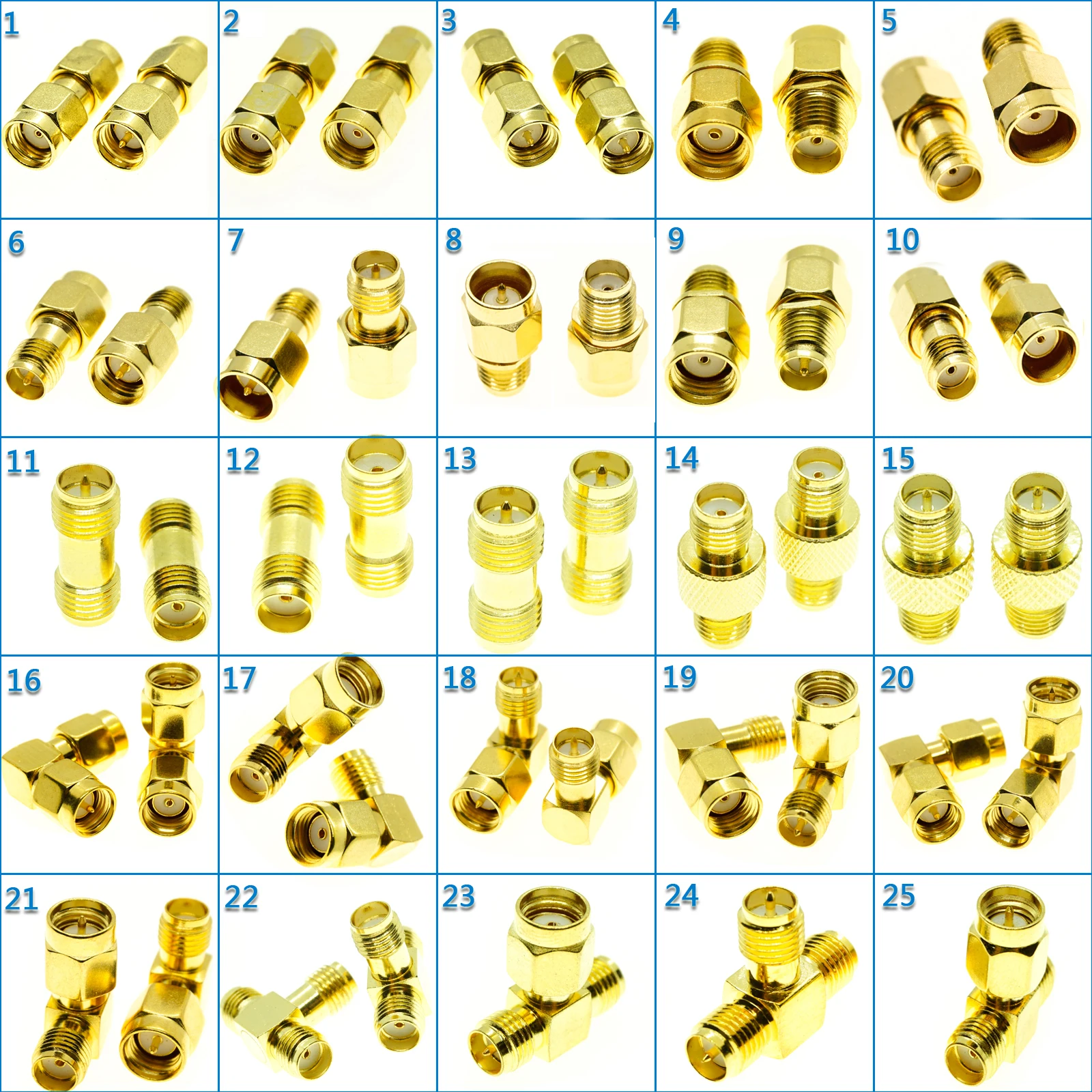 RPSMA SMA Male  to SMA Male Female RF 45 90 135 Degree Right Angle Flange Webbing with nut Gold Coaxial RF Connectors Adapters