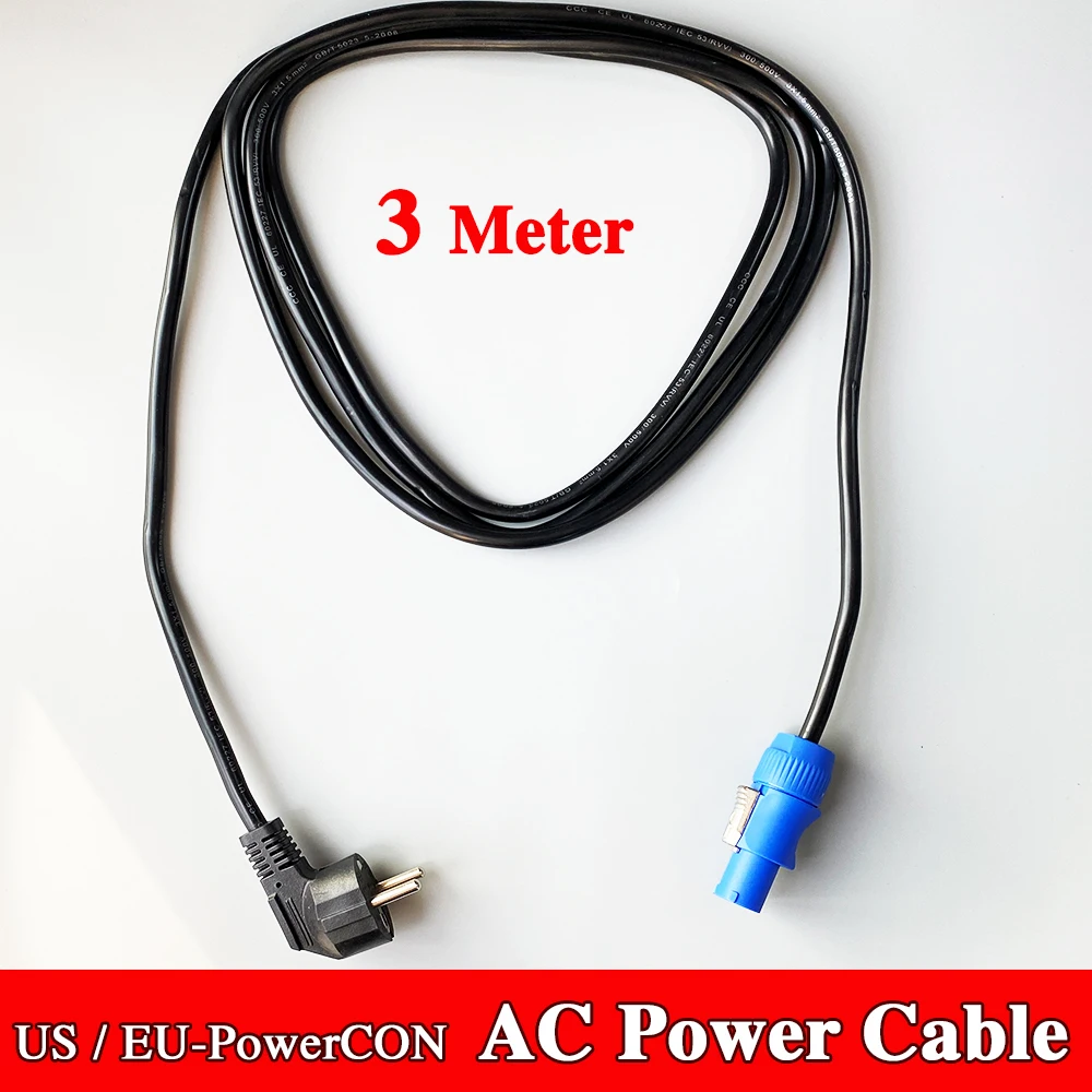 

3Meter AC Power Cable EU Plug PowerCon 3x1.5mm² Power Cord Mobile DJ Stage Lighting Sound Audio LED Moving Head Smoke Machine