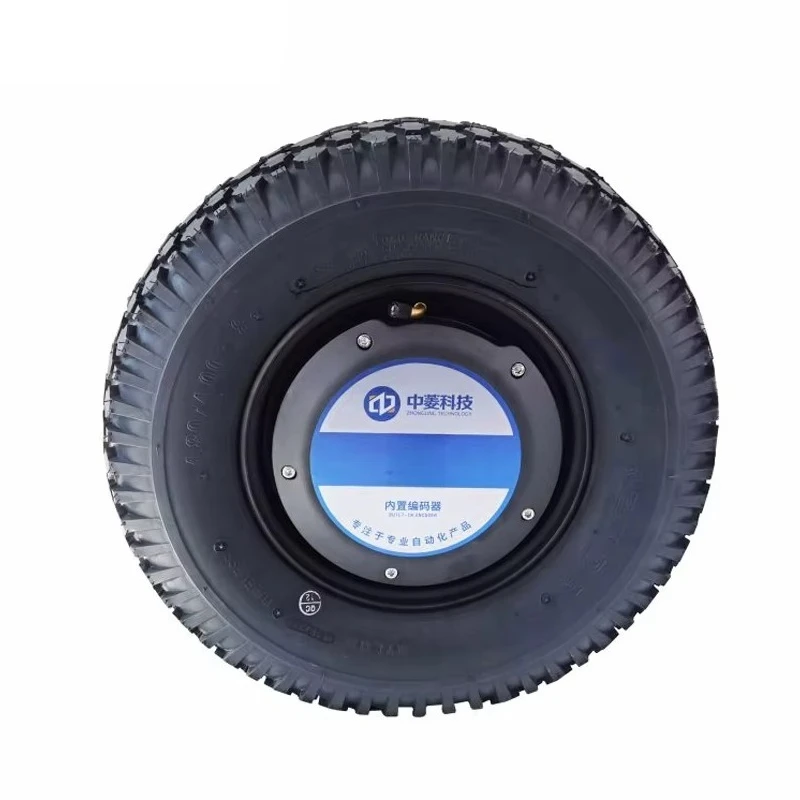 16 Inch 48V 800W 300kg Load Encoder Single Shaft Brushless Dc Rubber Tire Electric Wheel Hub Servo Motor for Agriculture AGV