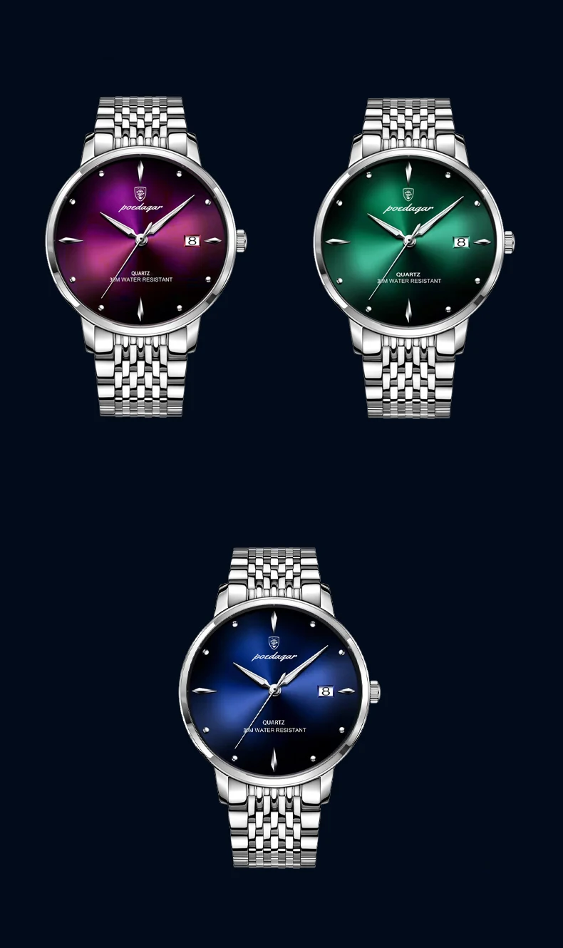 POEDAGAR Luxus Sport Männer Uhr Wasserdicht Leucht Edelstahl Datum Armbanduhr Für Mann Quarzuhr Business herren Uhren – Detail 9