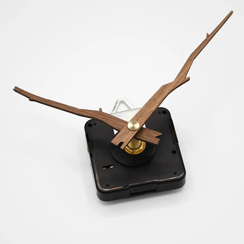 Black Walnut Hands DIY Quartz Wall Clock Kit with Iron Hook Nut Metal Shim and Rubber Pad Silent Clock Repair Parts Tools