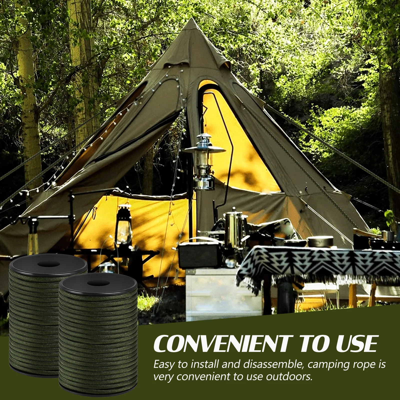 

2pcs 30m Green Tent Ropes Durable Camping Cords for Hiking Mountaineering Outdoor Activities