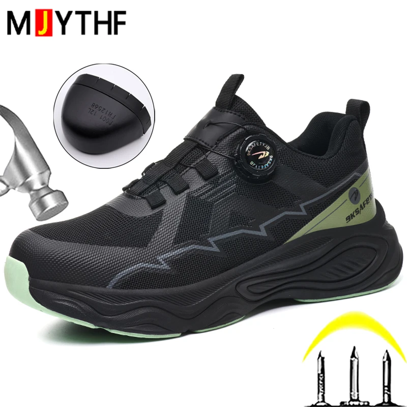 Rotating Button Indestructible Shoes Men Puncture-Proof Safety Shoes Non-slip Work Shoes Security Protection Shoes Size 37-48